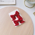 Pair of elegant red velvet bow hair clips for girls displayed on a white card - Wine Red Bow 2-Piece Set