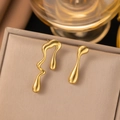 18K gold plated stainless steel irregular water drop earrings with fluid lava design - Liquid Metal Asymmetric Earrings(AG195) / Gold