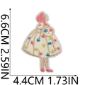 Detailed dimensions of fairy girl embroidery patch showing 6.6cm height and 4.4cm width - Floral Dress Lady (S30HXZ-09-25)