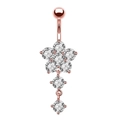 Elegant rose gold flower belly button ring with clear sparkling cubic zirconia stones - Sunflower Style / Rose Gold-Sunflower