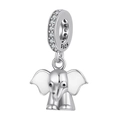 Detailed macro view of a silver elephant pendant charm with cubic zirconia inlaid bail - Elephant Style (1)
