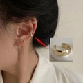 Manchette d'oreille dorée minimaliste en forme de C pour femmes au fini poli chic - Pièce Unique / Or Lisse Large