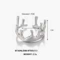 Unregelmäßiger Geweihring aus Edelstahl mit poliertem Silberfinish und offenem Design - Silber