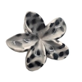 Frangipani flower hair claw clip featuring a stylish grey leopard print resin finish - Leopard Plumeria [Light Grey]