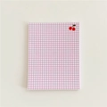 Cute Korean ins style cherry stripe memo pad with pink grid design on white background - Cherry Grid
