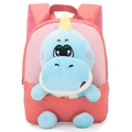 Roze kleuterrugzak met een afneembare 3D blauwe pluche dinosaurus pop voor kids - Watermeloen Rood