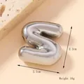 Polished silver puffy letter S pendant in stainless steel with 2.2cm height dimension - Silver/Steel (S) (Large)