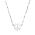 Elegante Silberkette mit einem runden weißen Perlenanhänger für Damen - Einzelperle Silber (KN235285-Z)