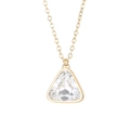 Elegant gold titanium necklace featuring a clear triangular crystal pendant on white background - Gold Clear Triangle Necklace (KN231974-K)