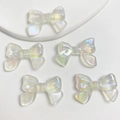 Luminous iridescent ribbon bow beads for DIY craft phone chains and keychains - 1 Bead / Glowing Glitter White