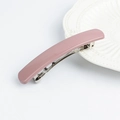 Minimalist matte pink long bar spring hair clip with durable metal base for women - Square Style / Glossy Pink