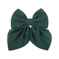 Detailed macro view of dark green floral bow hair clip with textured mesh weaving - Dark Green