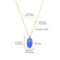 Guía de tallas para collar dorado de acero con colgante ovalado de esmalte azul - Cadena de acero inoxidable (P188-1) / Colgante de esmalte azul