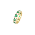 Eternity ring with triangular green and white stones in a gold plated finish - Gold-Green & White Zirconia
