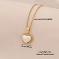 Collar dorado de acero inoxidable con colgante de corazón blanco y borde de cuentas - 1# Corazón (N1548)