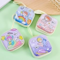 Square astronaut mini tin coin pouches in pastel blue, pink, and purple colors - Space Girl Pattern