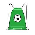 Detail of soccer field drawstring backpack with green grass print and football pattern - Green Field Pattern (jiayingskd70)