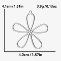 Detailed view of hollow five-petal 304 stainless steel flower pendant with dimensions - Steel