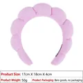 Pink puffy headband detail showing 17cm x 18cm dimensions and soft terry cloth texture - Bright Purple Bubble Headband (4#) / Bright Purple