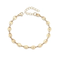 Vista dettagliata della catena a chicco di caffè dorata con chiusura a moschettone - Bracciale / Oro