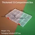 Transparent 15-compartment plastic storage box with orange buckle and fixed dividers - Thickened 15 Fixed Compartments (28.3*19.2*2.2cm)