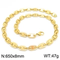 Collana a catena a chicco di caffè in acciaio inossidabile dorato da 650mm x 8mm - Stile B Collana Naso di Maiale (Larghezza 8mm) / 65cm / Oro
