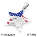 Star-shaped US flag eagle pendant in stainless steel with 44x42mm dimensions - Star Pendant (No Chain) (KP117368-MZOZ)