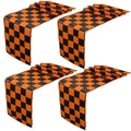 Set of four modern black and orange checkered table runners with a glossy finish - 30*122CM / Orange Black Plaid