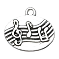Antique silver musical note pendant featuring a treble clef for DIY necklace jewelry - 1Pc Round Music Note 17x19mm