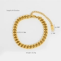 6mm 18K gold plated stainless steel Cuban link bracelet for women, 6+2 inch length - Cuban Link Bracelet
