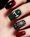 Halloween kunstnagels met vampiertanden, bloeddruppels en spinnenwebontwerpen voor dames - Vampiertanden Bloeddruppel Spinnenweb Stijl (CW730)