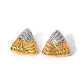 Orecchini geometrici a triangolo con finitura metallica ondulata in oro e argento - Stile Triangolo Ondulato (JDE2311081-PS)