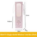 Pink single-pack gift bag with transparent window and handles, size 32x8x8cm - Beauty Single Window Pink
