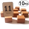 Close-up of 10-piece wooden card holders with smooth texture and precision slot detail - Natural Wood Cube Style (JM01046)