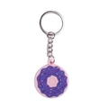 Donut Schlüsselanhänger in Rosa und Lila aus weichem PVC mit silbernem Ring - Lila