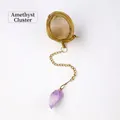 Golden 304 stainless steel tea infuser featuring a natural raw amethyst point crystal - Amethyst Druzy (Gold)