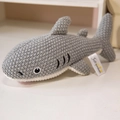 Handmade crochet shark plush toy in grey and white knitted yarn for babies - 25cm Shark