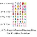 Colorful acrylic rhinestone stickers with octagonal and teardrop shapes for DIY crafts - Octagon and Teardrop Rhinestone Style
