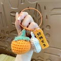 Portachiavi fatto a mano a maglia cachi e arachidi con ciondolo per borse - Buona Fortuna (Cachi e Arachidi Anello in Acciaio)