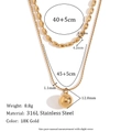 Collana a doppio strato in acciaio inossidabile 316L placcato oro 18K con perline - Oro