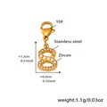 Golden number eight charm with zircons and lobster clasp in stainless steel - Gold Number 8 Zirconia Pendant