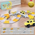 Electric 137-piece DIY engineering track set with mini yellow construction vehicles - ETC146 Engineering Track Car (English Box 137 PCS)