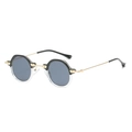 Retro ronde zonnebril met zwart-transparant montuur en gouden metalen brilpoten - Zwart en Wit Gesplitst Frame Gouden Poten Zwart Grijze Lens