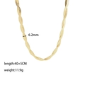 Detail showing dimensions of the 6.2mm wide 18K gold plated flat snake chain necklace - Necklace / Gold Necklace