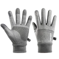Guantes deportivos grises de invierno con función táctil y palma antideslizante - Talla única / Gris Jaspeado