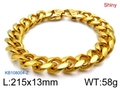 Bracciale a catena cubana dorata lucida da uomo con chiusura incisa, lunghezza 215mm - Bracciale Oro (21.5cm)