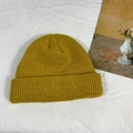 Winter chunky knit beanie in vibrant mustard yellow color with rolled cuff design - One Size / Ginger Yellow