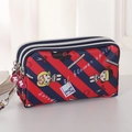 Gestreepte canvas tas met drie ritsen, cartoonprint en hartvormige hanger - Rood Blauw Streep Groot