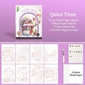 Quiet Time watercolor painting book set with 12 colors, brush, and 16 coloring pages - Quiet Time