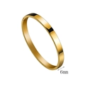 Bracciale rigido da 6mm in acciaio inossidabile dorato con finitura liscia lucida - 6mm di Larghezza / Oro